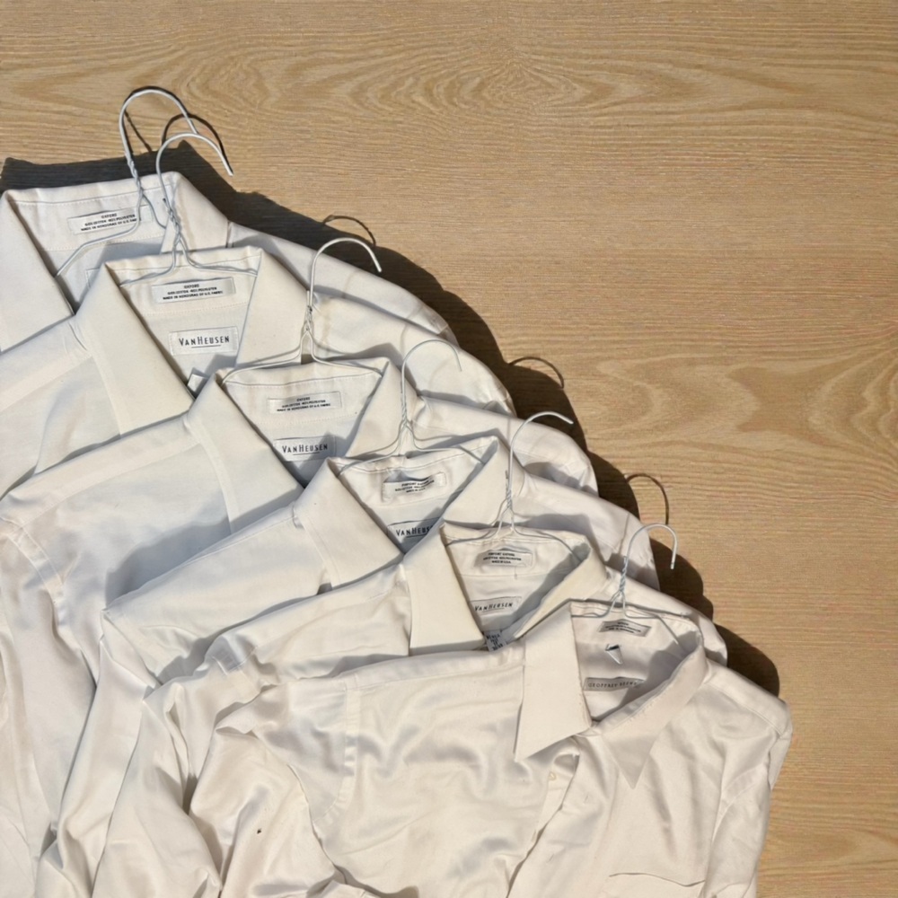 LOT OF 5 identical Van Heusen Ivory Dress Shirts. Size 17 32/33 - Picture 2 of 4